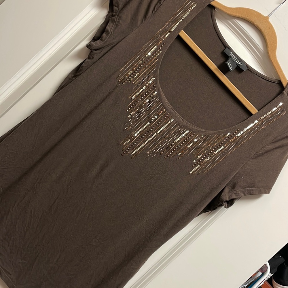 💕cute sequin brown top💕